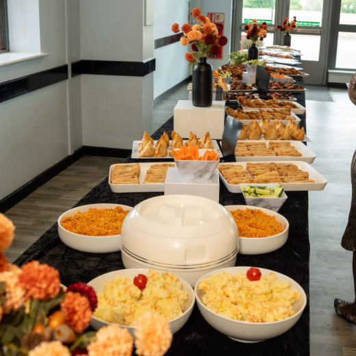 Styled catering setup at an event